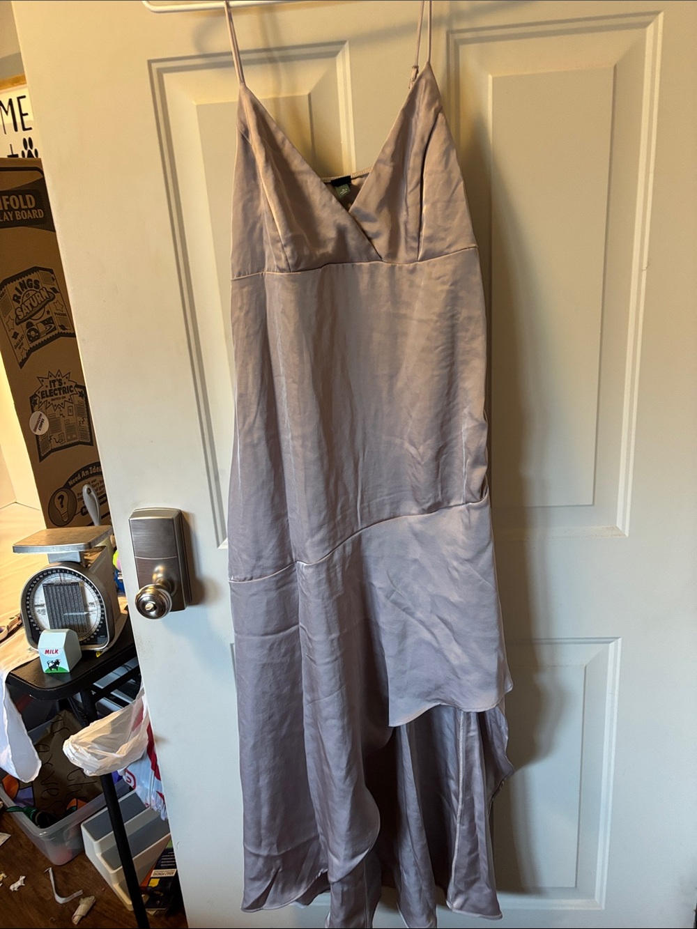 wild fable Satin High-Low Slip Dress in Light Taupe